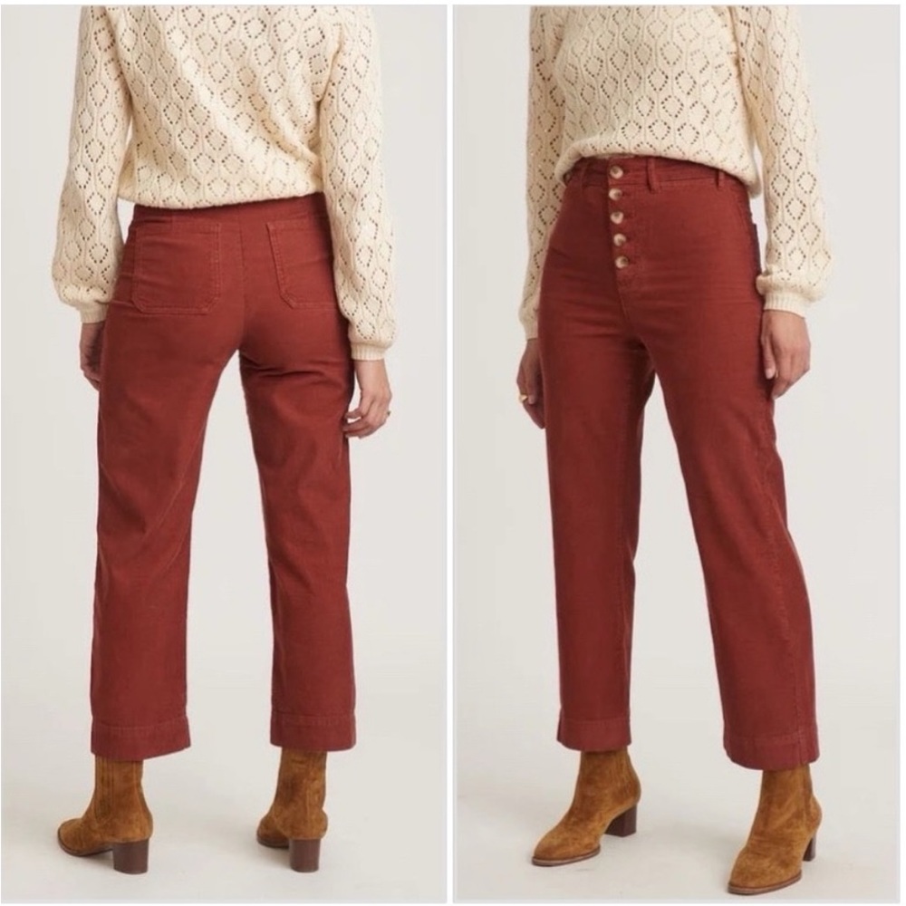 Marine Layer Bridget Corduroy Pants in Barn Red